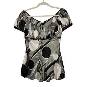 Vintage y2k Studio Y Peplum Office Siren Fairy Grunge Polka Dot Shirt Satin